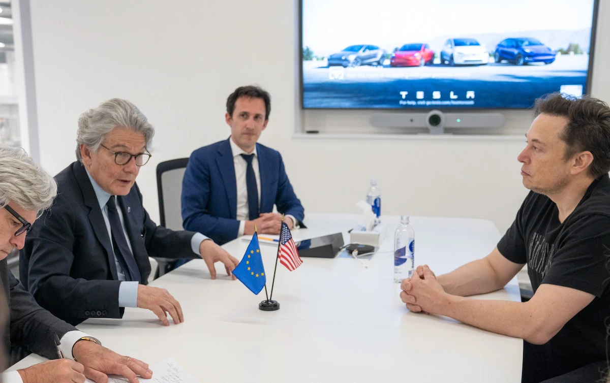 Thierry Breton podczas spotkania z Elonem Tuskiem 