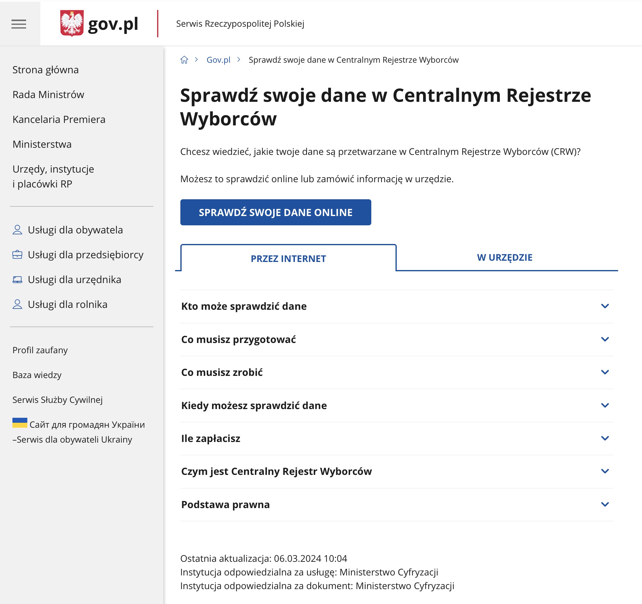wybory 2024 centralny rejestr wyborców