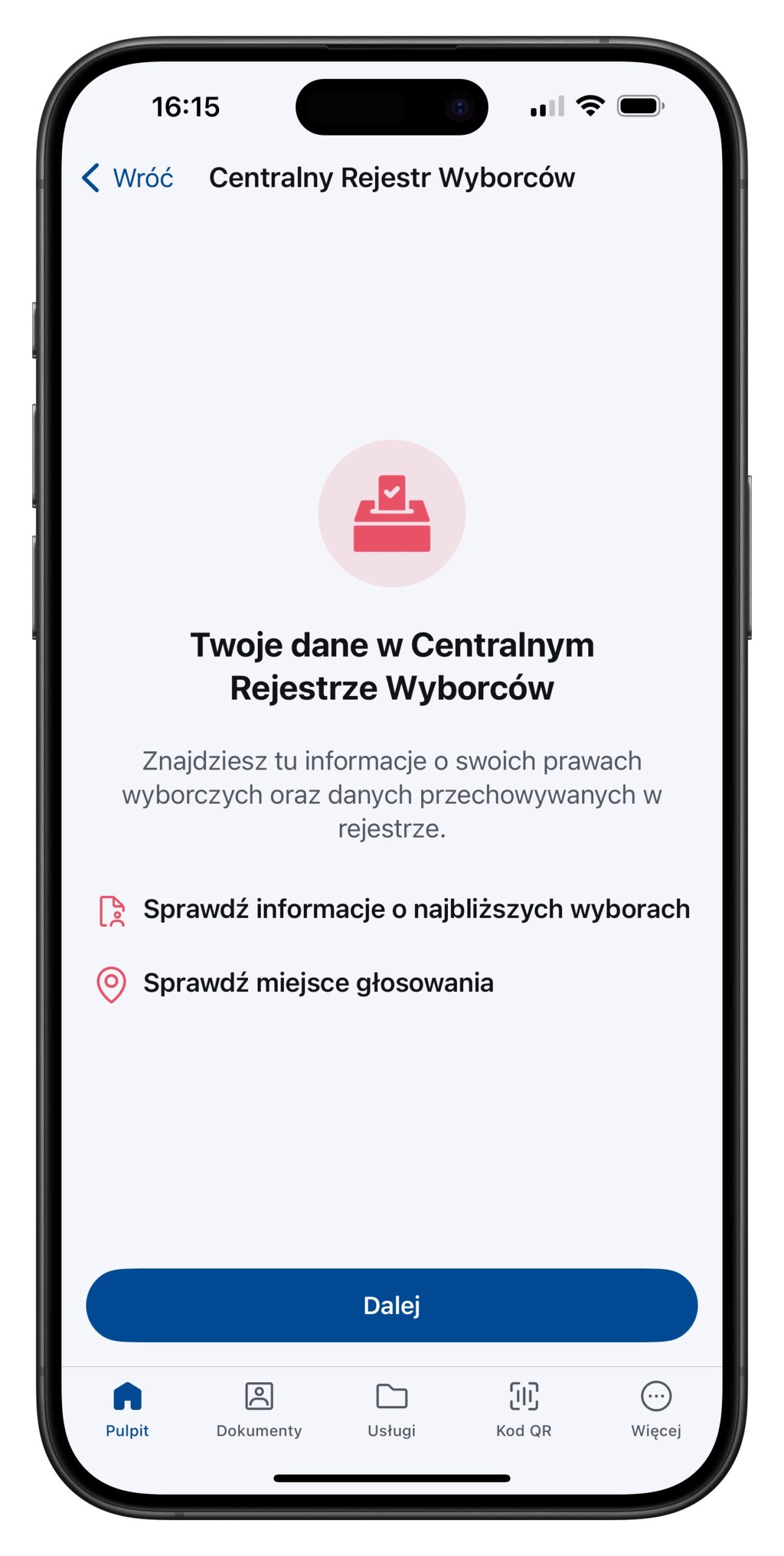 wybory 2024 w aplikacji mobywatel