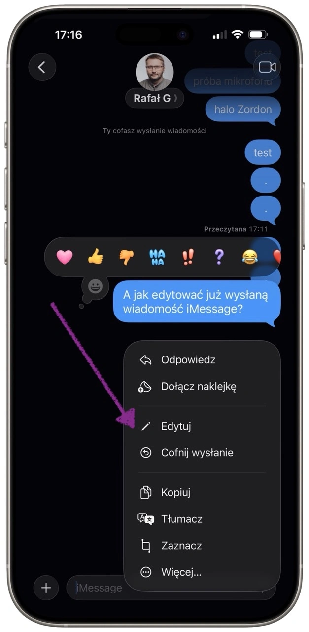 Z menu wybieramy opcję „Edytuj”