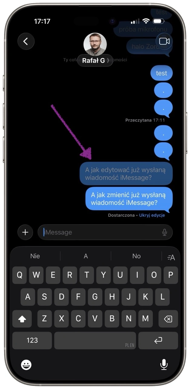 Można również podejrzeć, jaka była treść wiadomości iMessage przed edycją