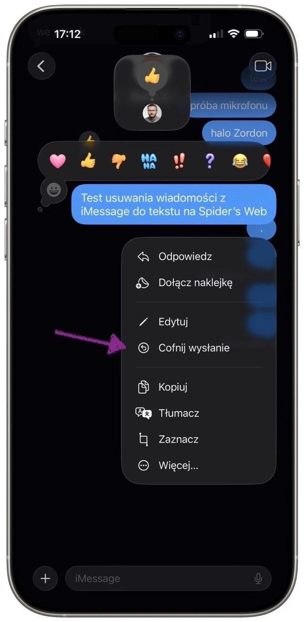 Z menu kontekstowego należy wybrać opcję „Cofnij wysłanie”