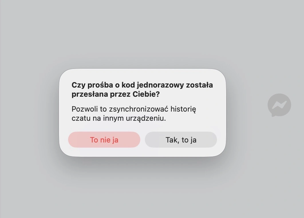 Na innym urządzeniu pojawi się opcja potwierdzenia tożsamości