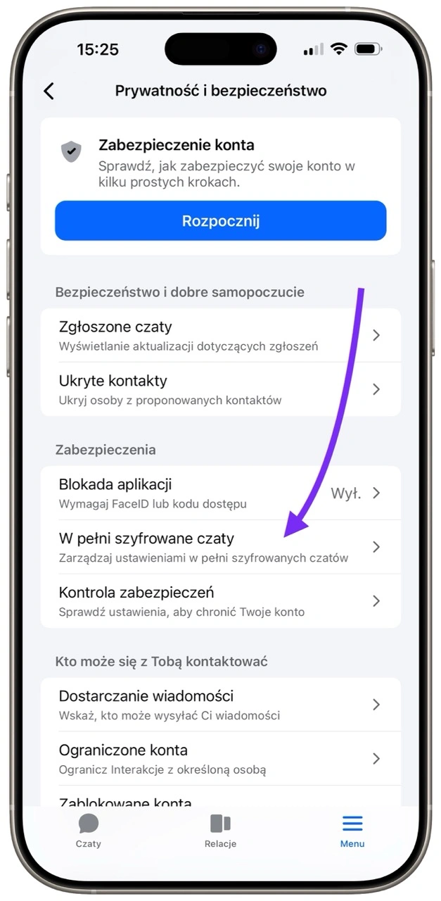 W środku należy odszukać opcji „W pełni szyfrowane czaty”