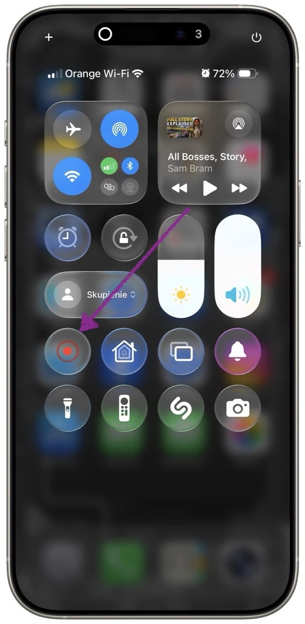 Po jego dotknięciu mamy trzy sekundy aż obraz zacznie być rejestrowany, a guzik zmienia kolor na czerwony