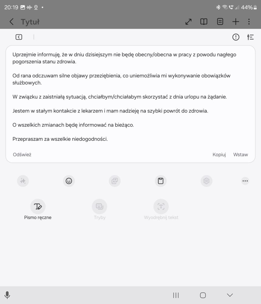 Wygenerowany tekst. Forma: standard. Styl: profesjonalny