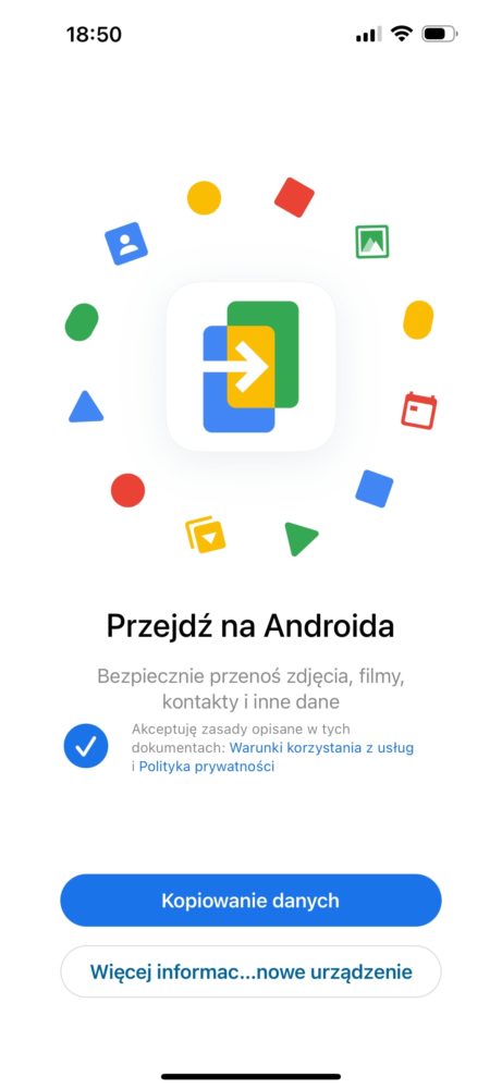 Jak przenieść dane z iOS na Androida? Konfiguracja Przejdź na Androida