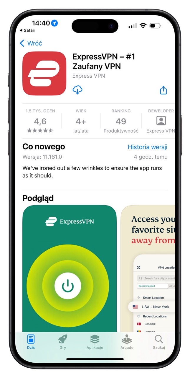 VPN na iPhone’a: Express VPN w sklepie App Store
