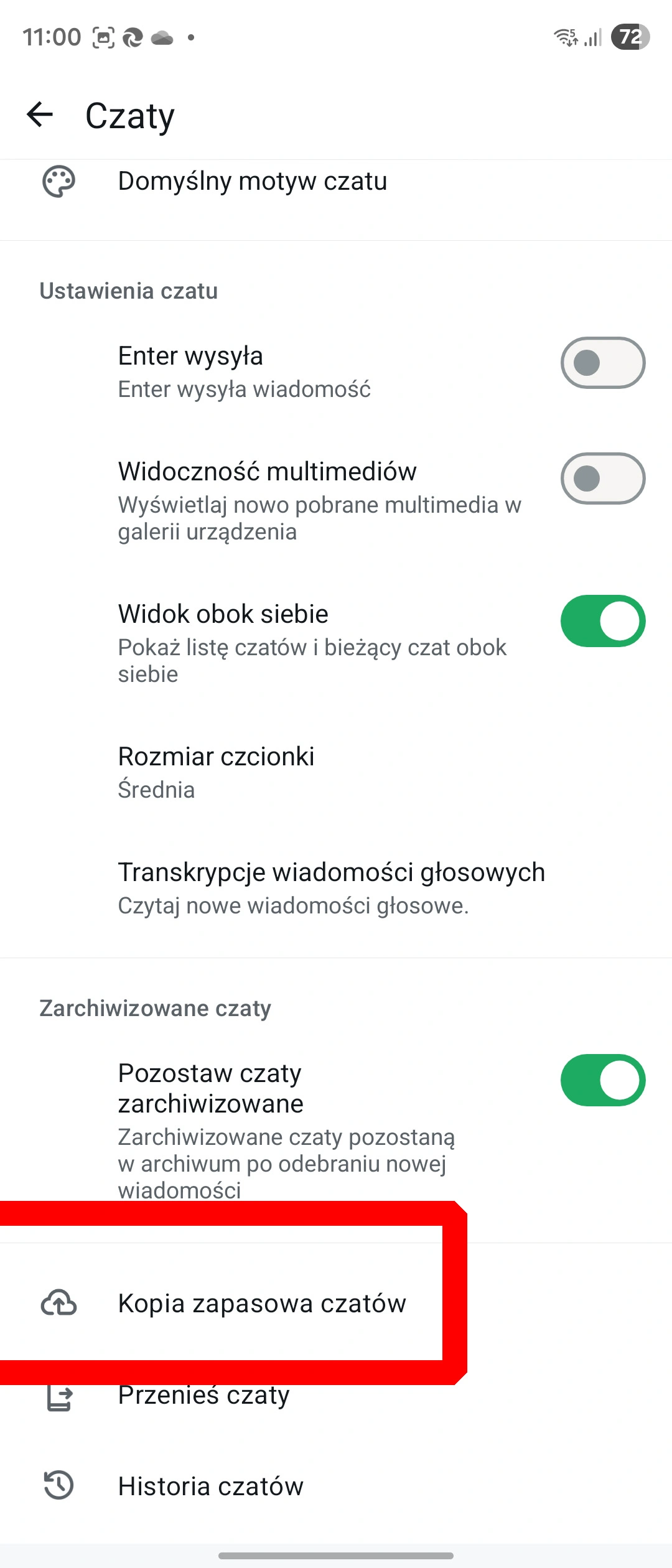 WhatsApp - kopia zapasowa czatów