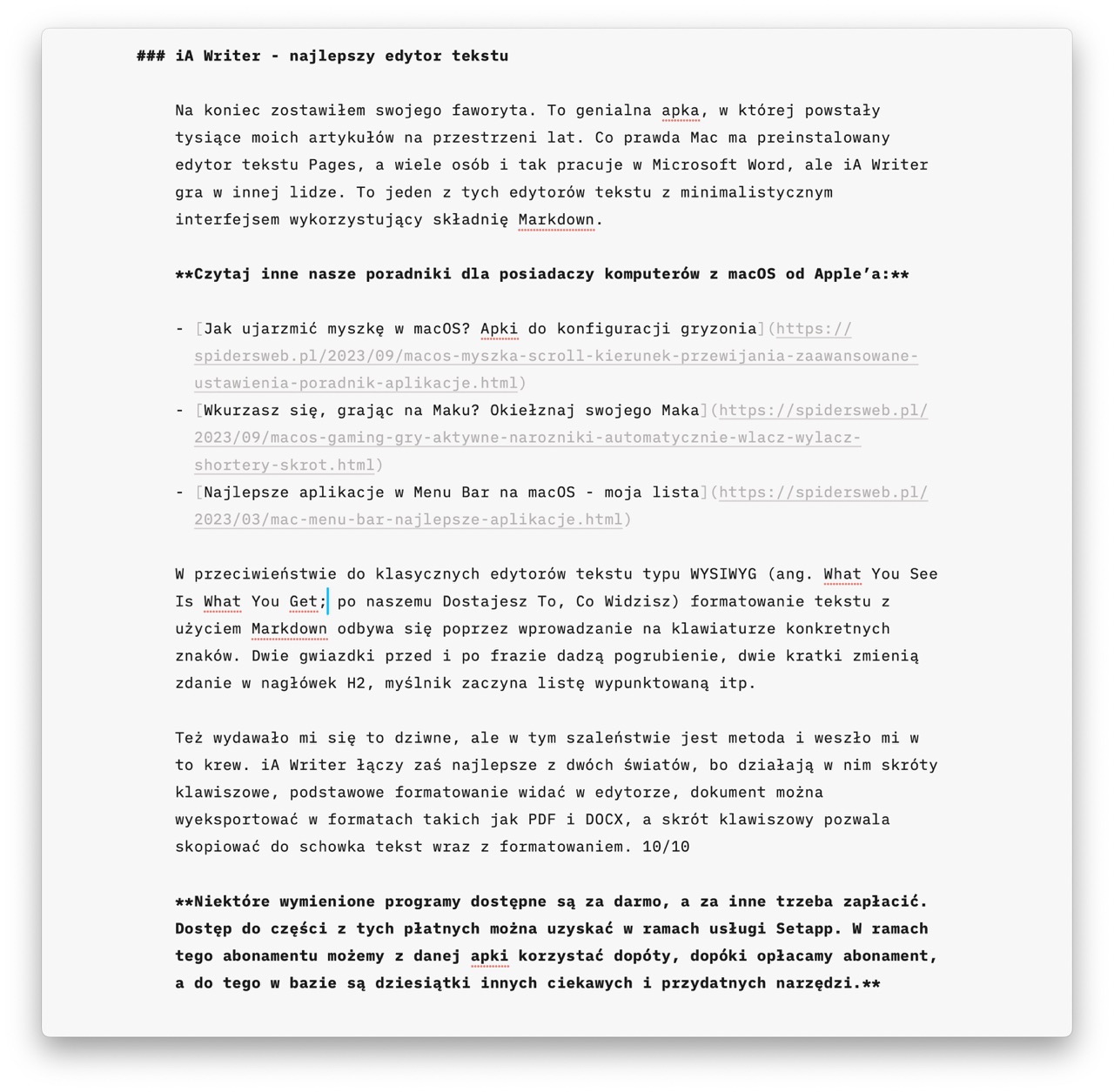 aplikacje Mac iA Writer