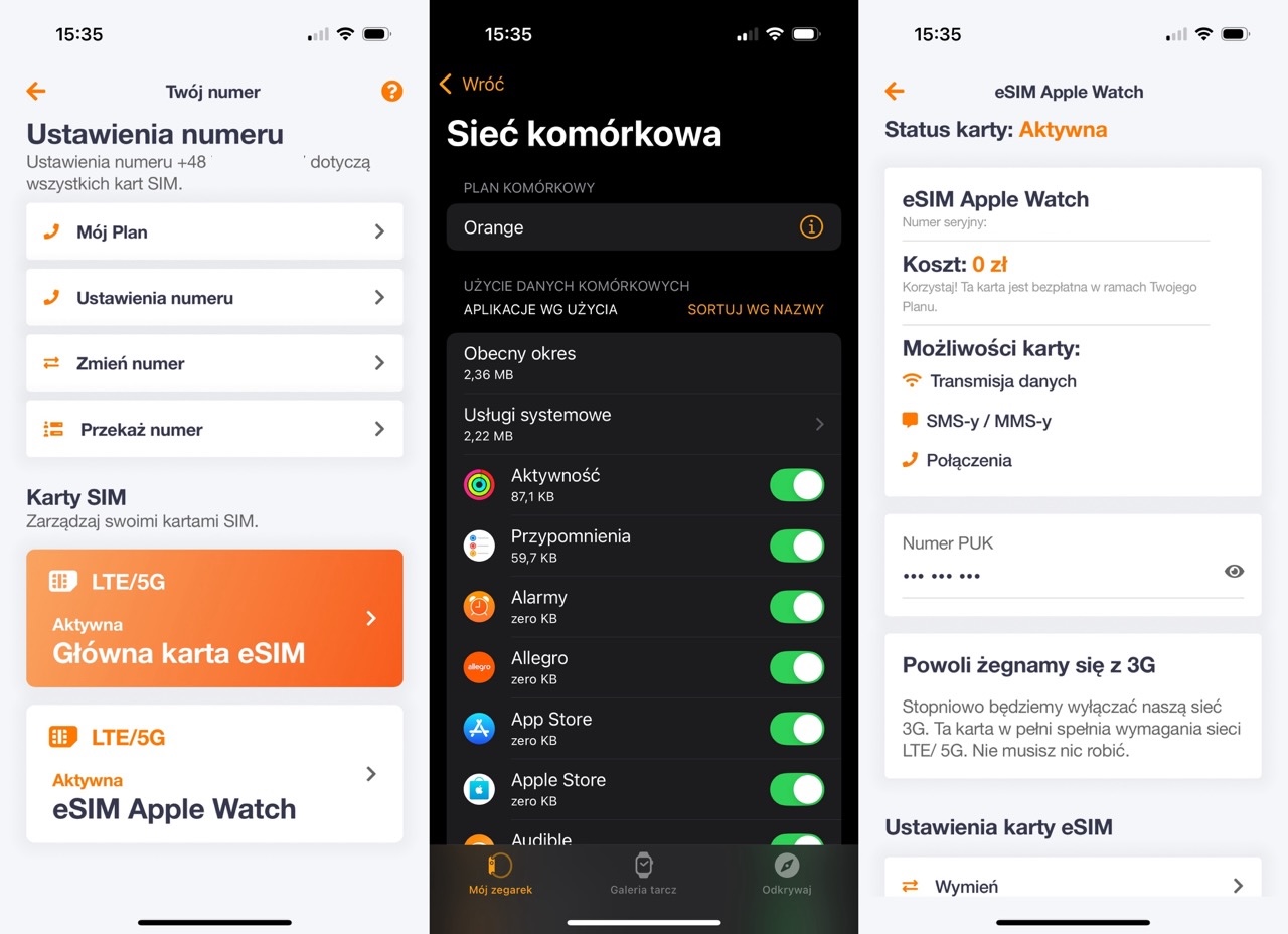 orange flex apple watch esim