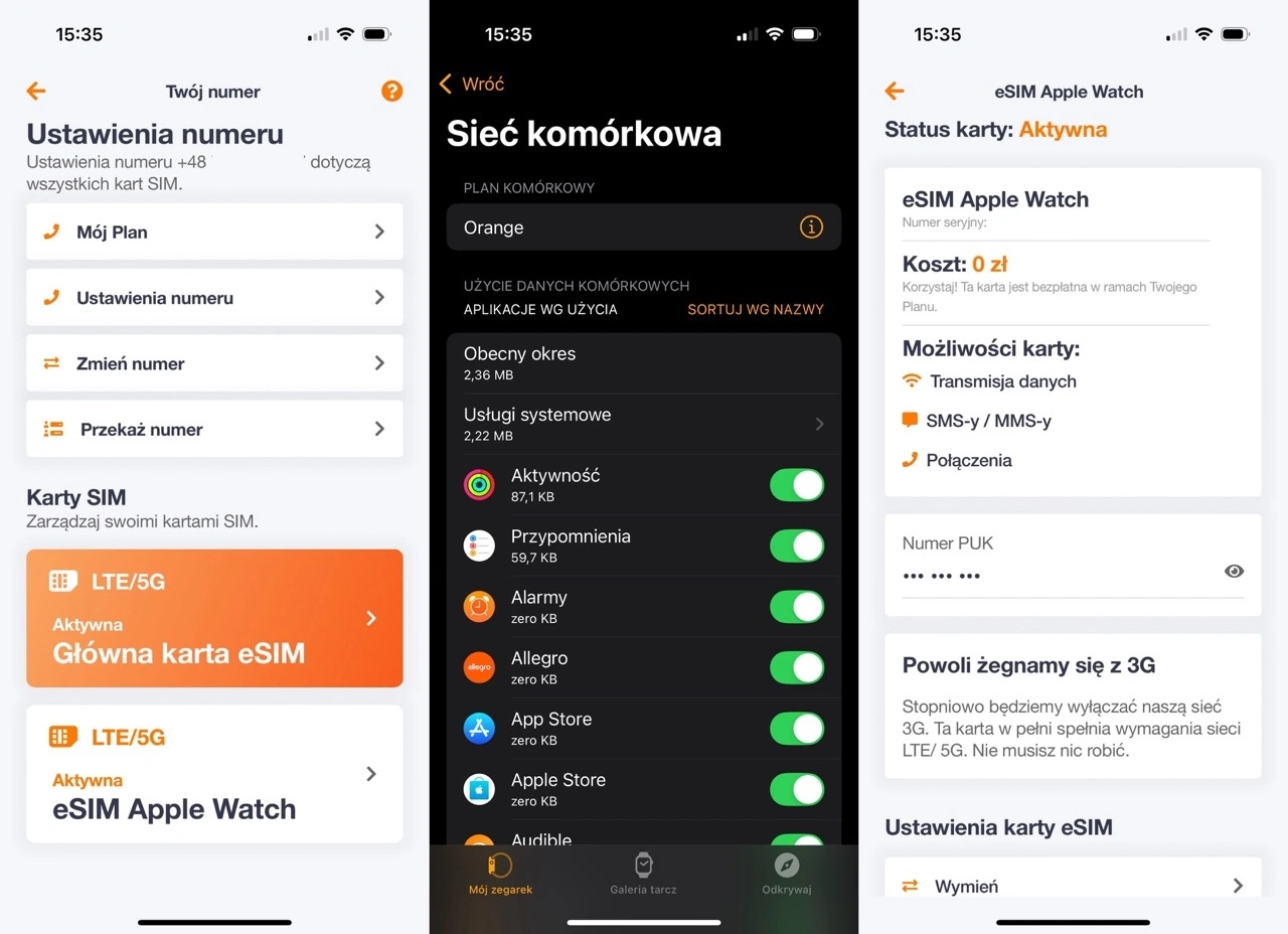 orange flex apple watch esim