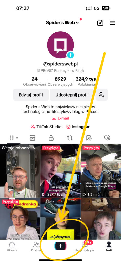 Naciśnij przycisk +