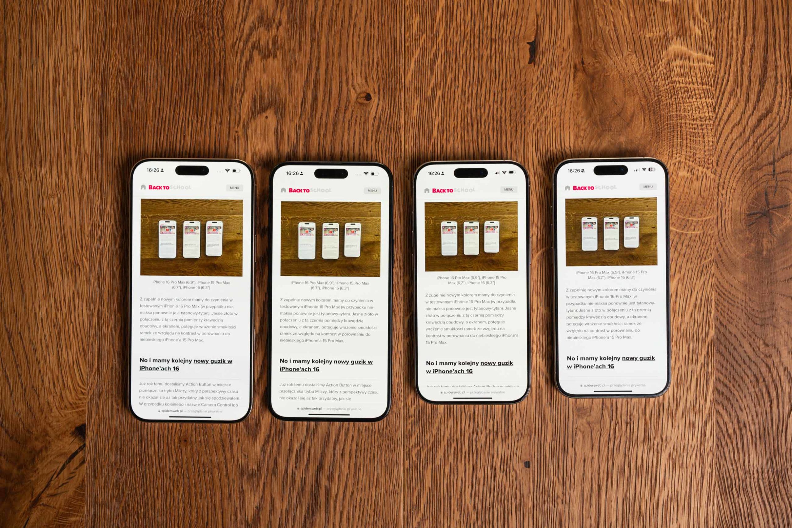 iPhone 16 Pro Max (6,9”), iPhone 15 Pro Max (6,7”), iPhone 16 Pro (6,3”) i iPhone 15 Pro (6,1”)