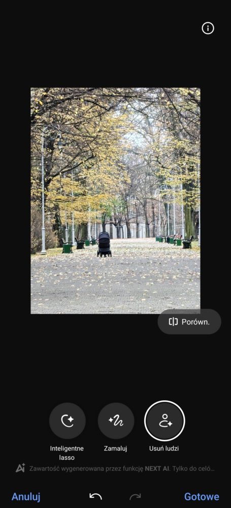 Po usunięciu obiektu Gumką AI