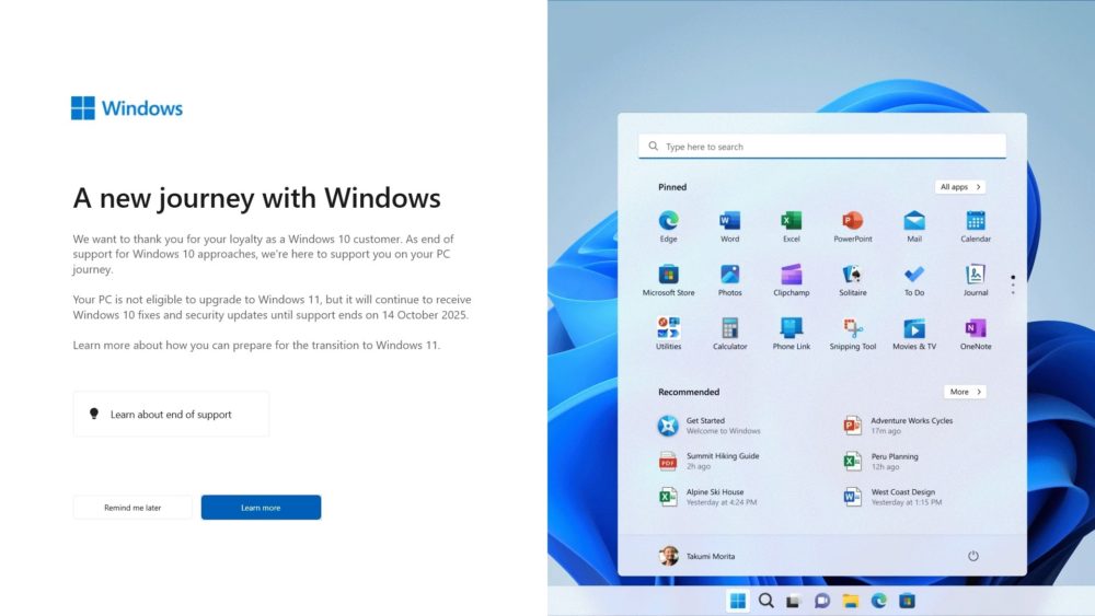 Reklamy komputerów Copilot+ wyświetlane w Windowsie 10 (źródło: WindowsLatest)