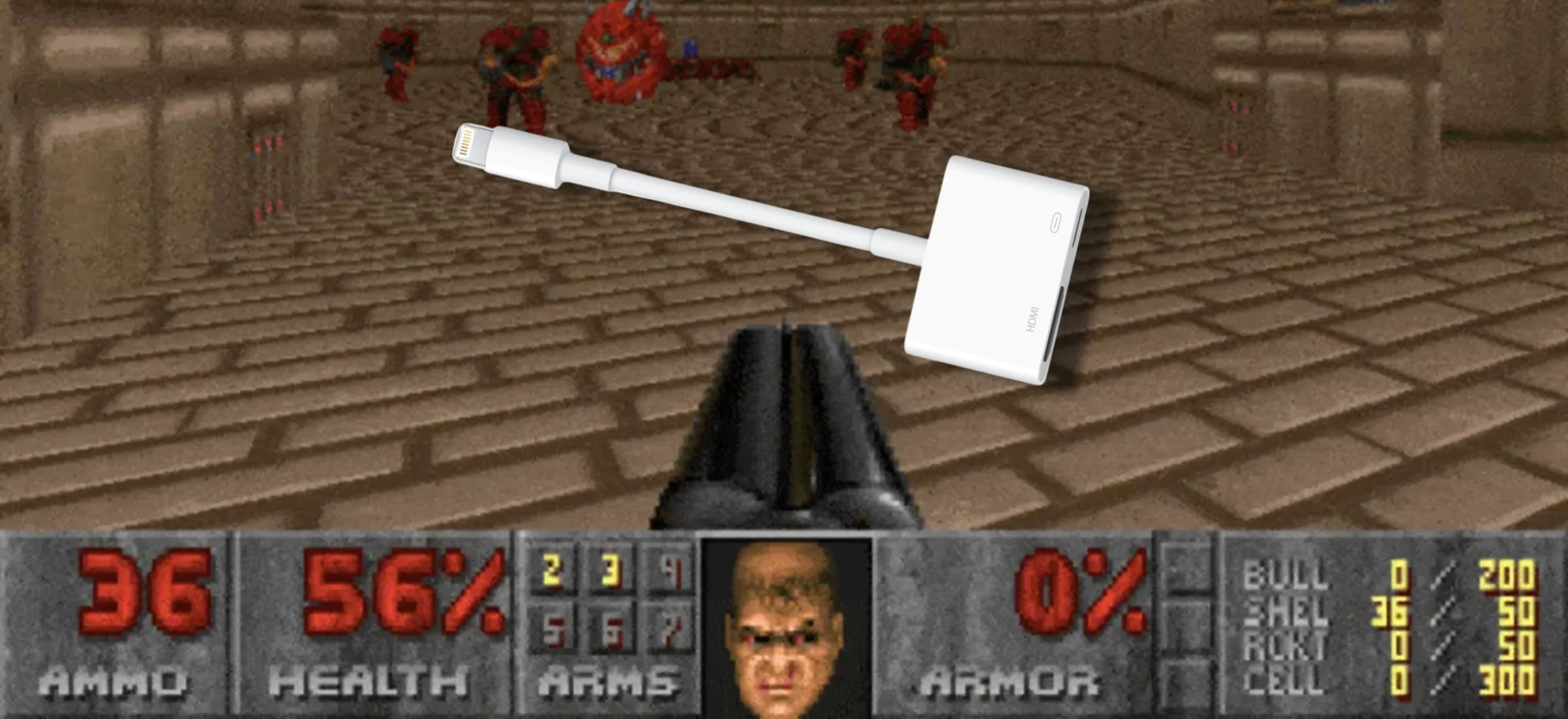 DOOM na adapterze Lightning - HDMI. Chciałbym żartować