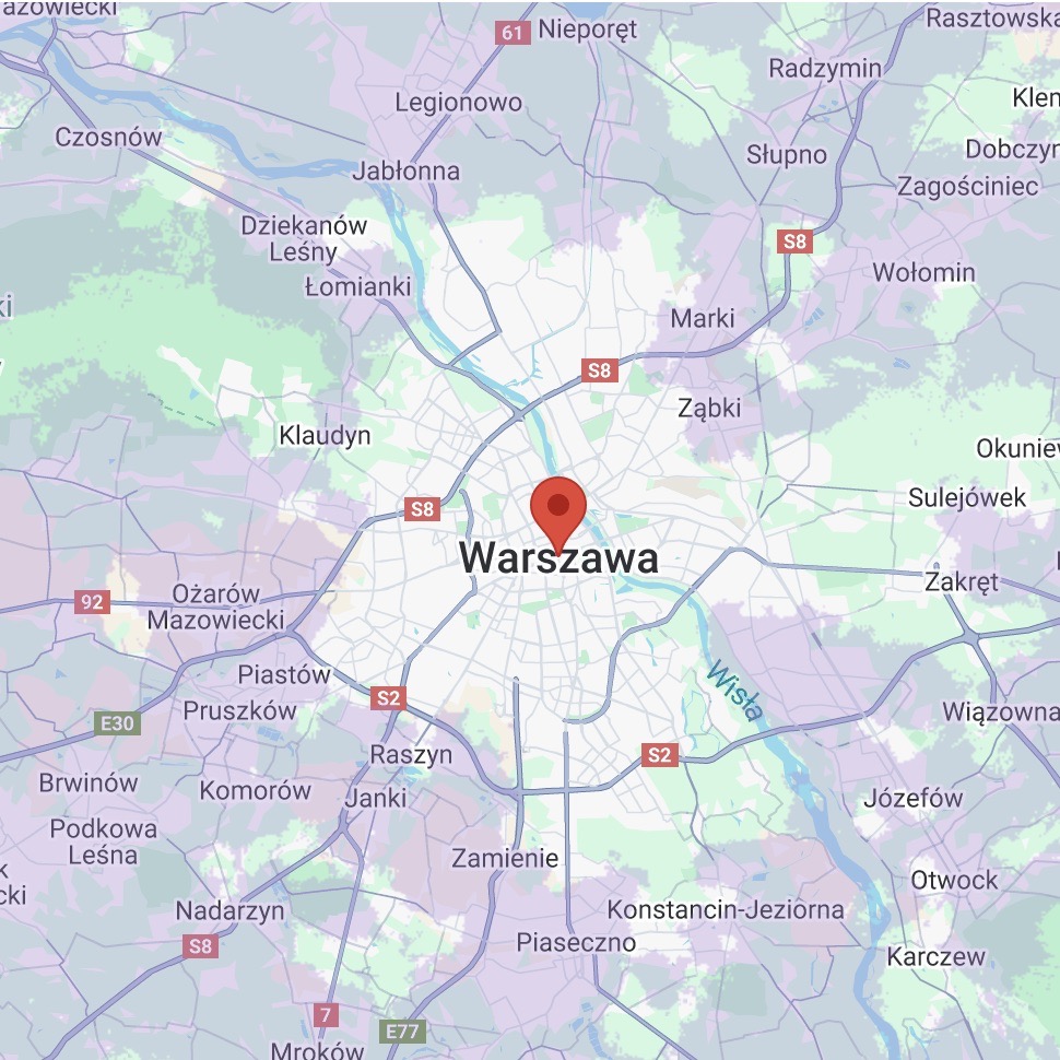 Aktualna mapa zasięgu Orange 5G - Warszawa i okolice, do 370 Mb/s (zrzut ekranu: 23 maja 2025 r.)