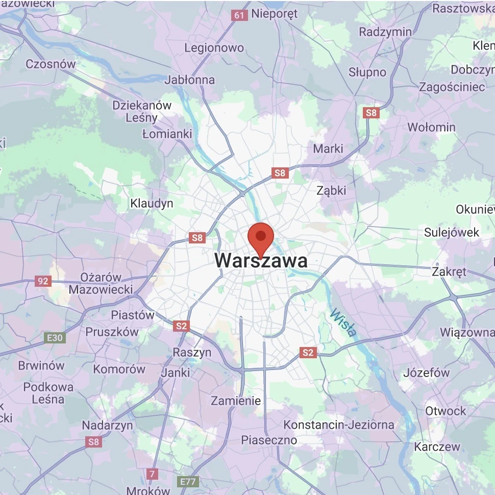 Aktualna mapa zasięgu Orange 5G - Warszawa i okolice, do 370 Mb/s (zrzut ekranu: 23 maja 2025 r.)