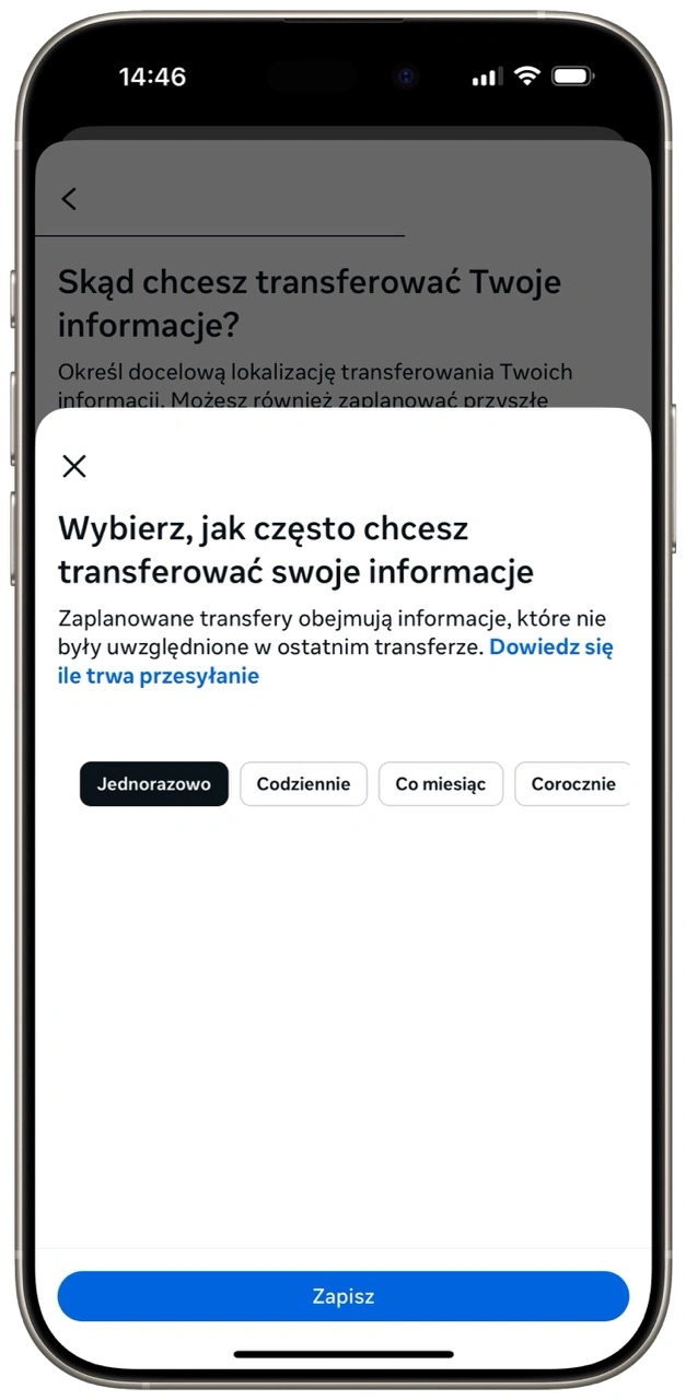 Transfer można zrealizować jednorazowo lub realizować go tylko raz na określony okres
