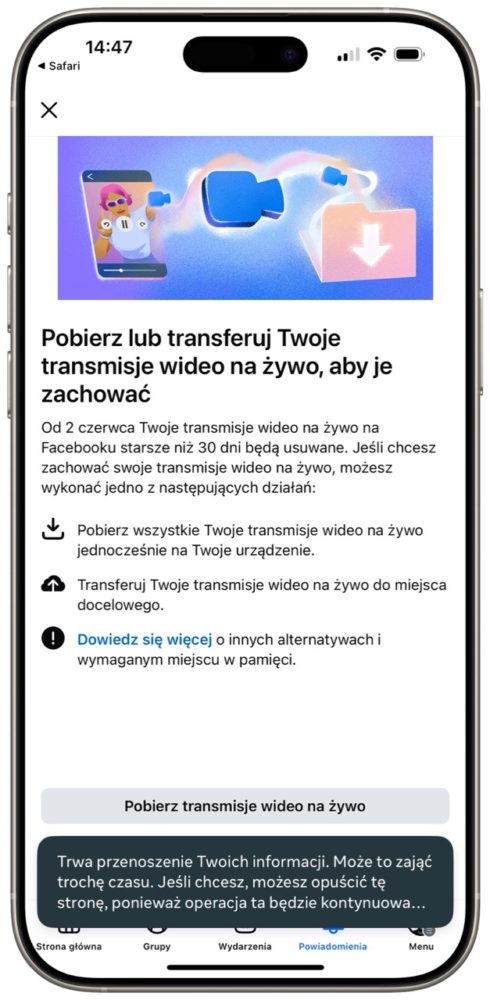 Po potwierdzeniu proces się rozpoczyna, a nam pozostaje czekać