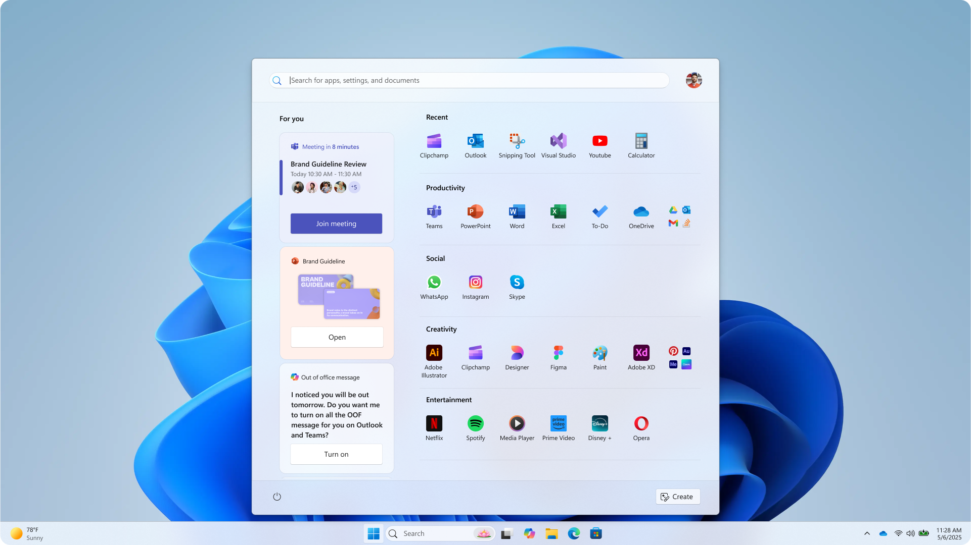 Menu Start w Windows 11 - odrzucony projekt