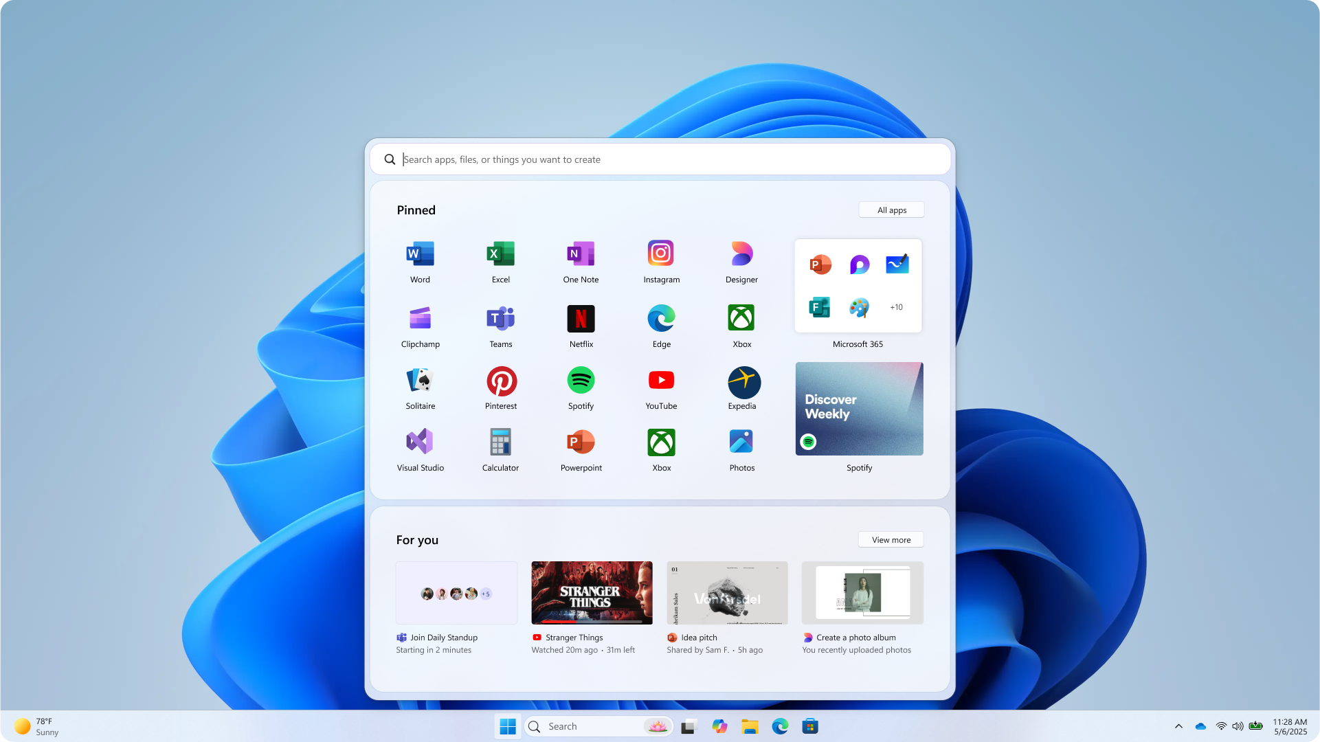 Menu Start w Windows 11 - odrzucony projekt