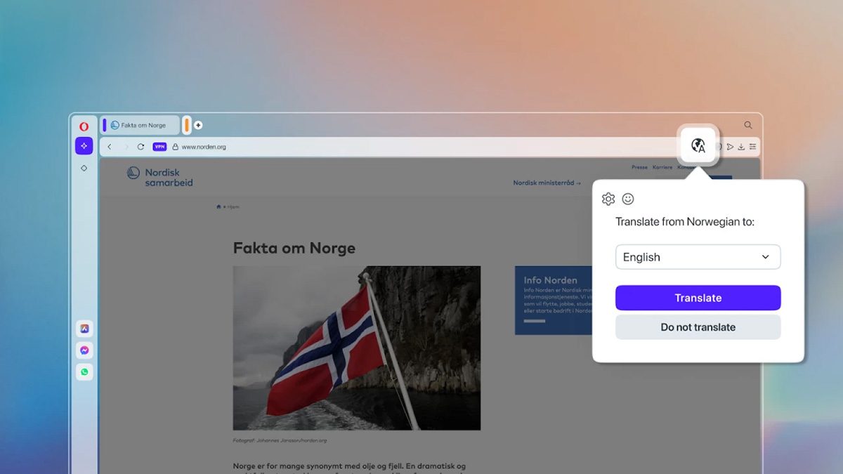 Opera 120 Split Screen translator