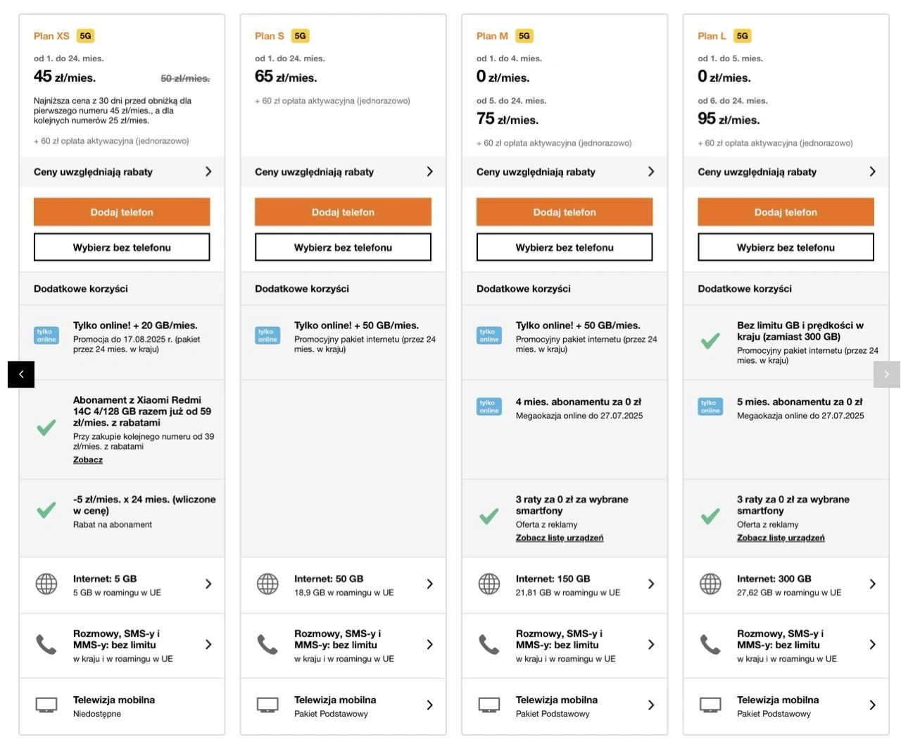 orange plan xs s m l 2025 