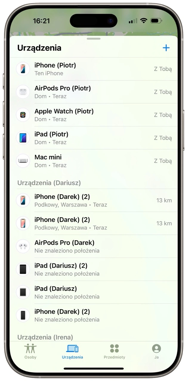 apple find my urzadzenia