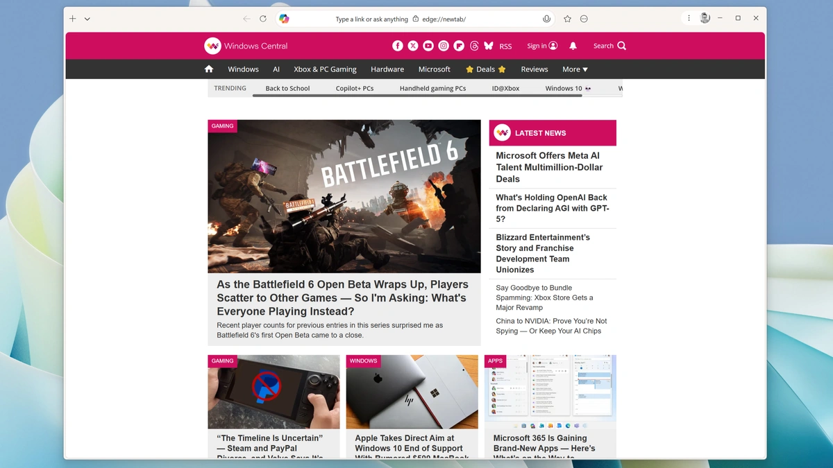 Microsoft Edge 'Olympia' (źródło: Windows Central)