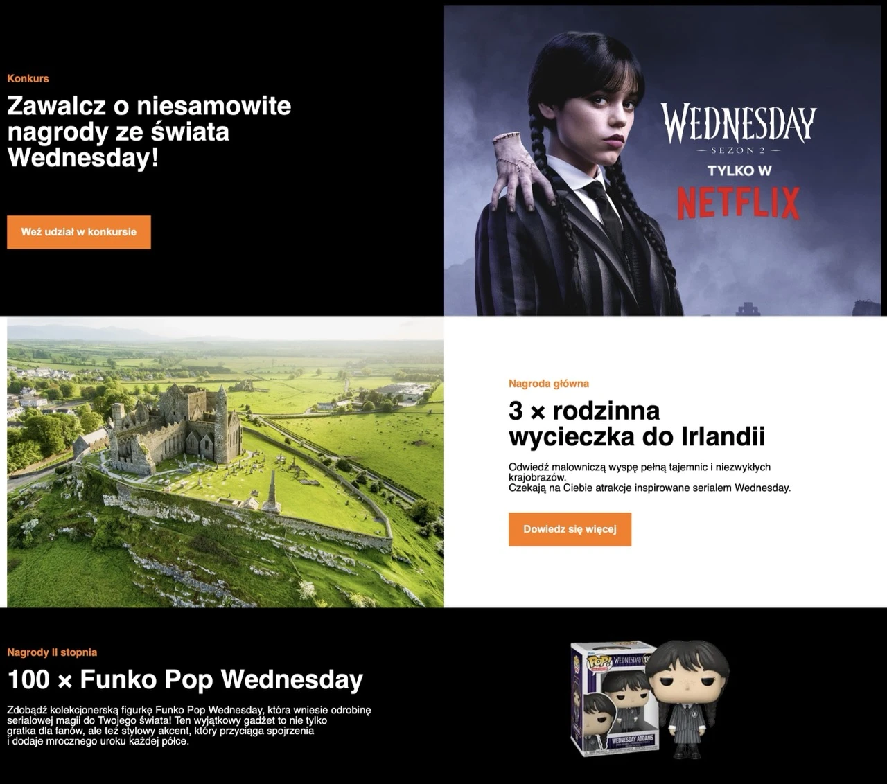 orange netflix wednesday konkurs irlandia funko pop