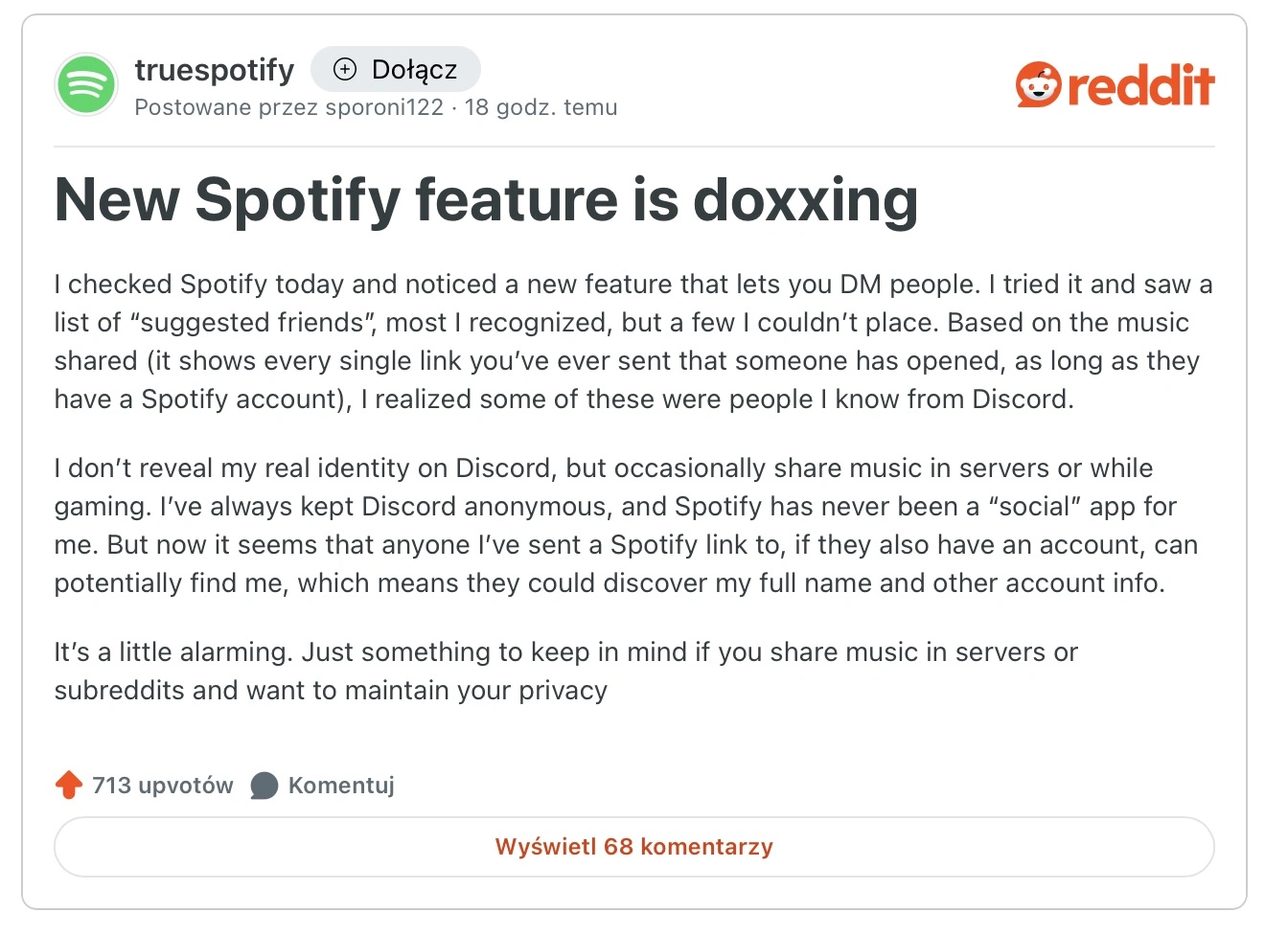 spotify-wiadomosci-komunikator-luka-anonimowosc-prywatnosc