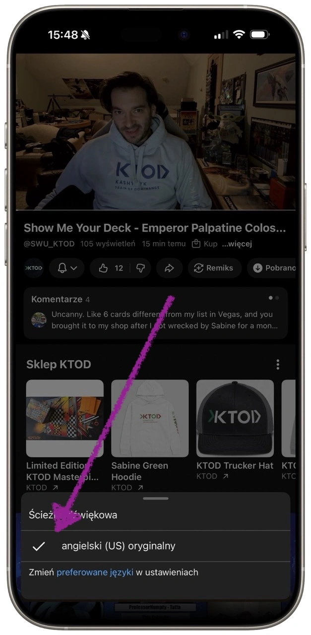 Do ustawień preferowanego języka można dostać się z poziomu tego skrótu
