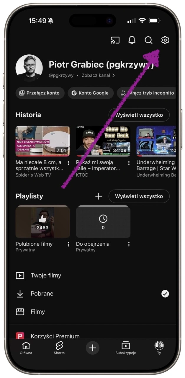 Odpowiednią opcję znajdziemy też ręcznie w Ustawieniach…