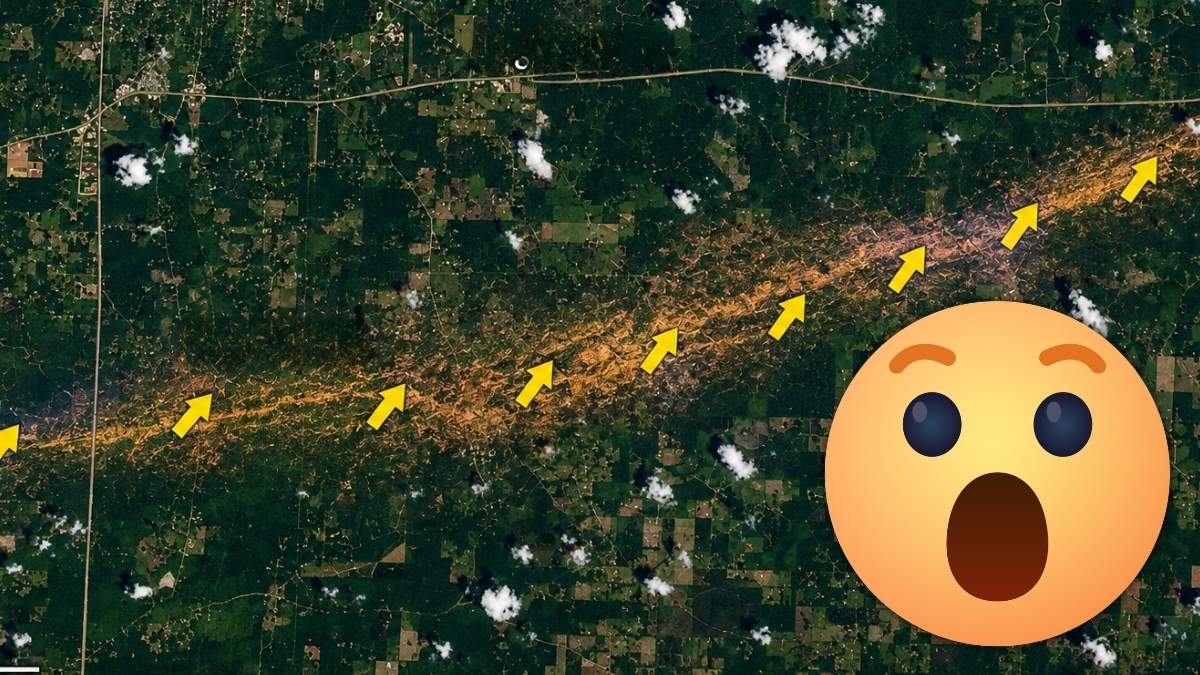 Ten obraz mrozi krew. Blizna po tornadzie jest widoczna z orbity