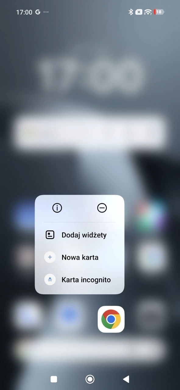 Przytrzymanie palucha na ikonie to inny sposób otwarcia tego typu karty
