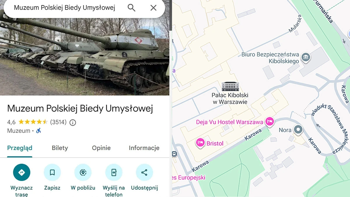 Wandale zmienili nazwy miejsc w Warszawie w Mapach Google na wulgarne i obraźliwe