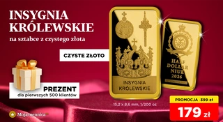 Polskie insygnia królewskie na sztabce z czystego złota tylko za 179 zł