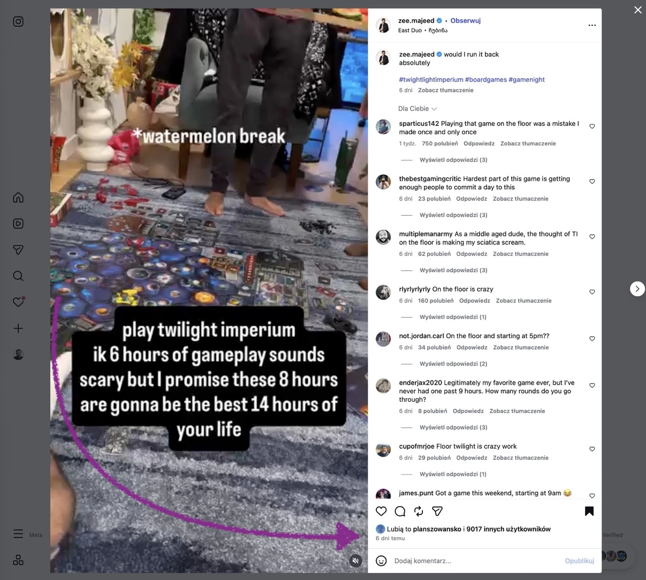 Rolka otwiera się wtedy w widoku Posta z informacją o dacie jej dodania