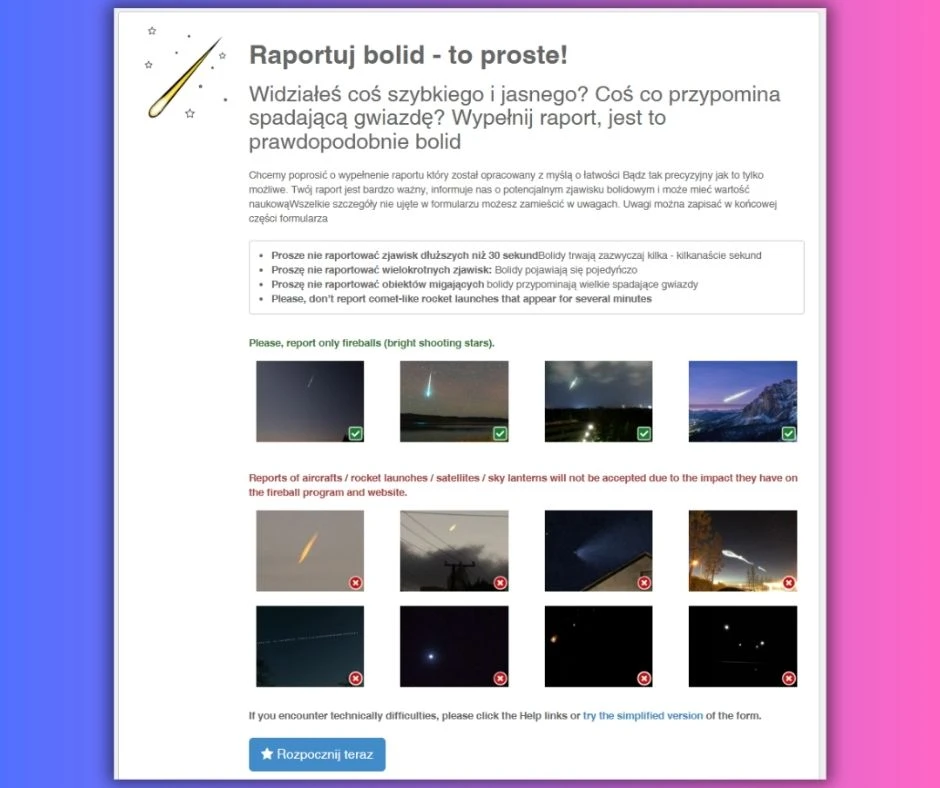 Zobaczyłeś jasnego Perseida? Tak możesz go zgłosić 