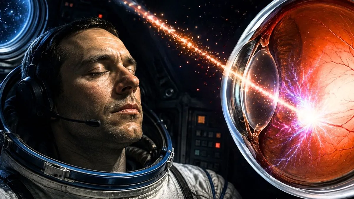 Kosmos zapala światło wewnątrz oka astronauty