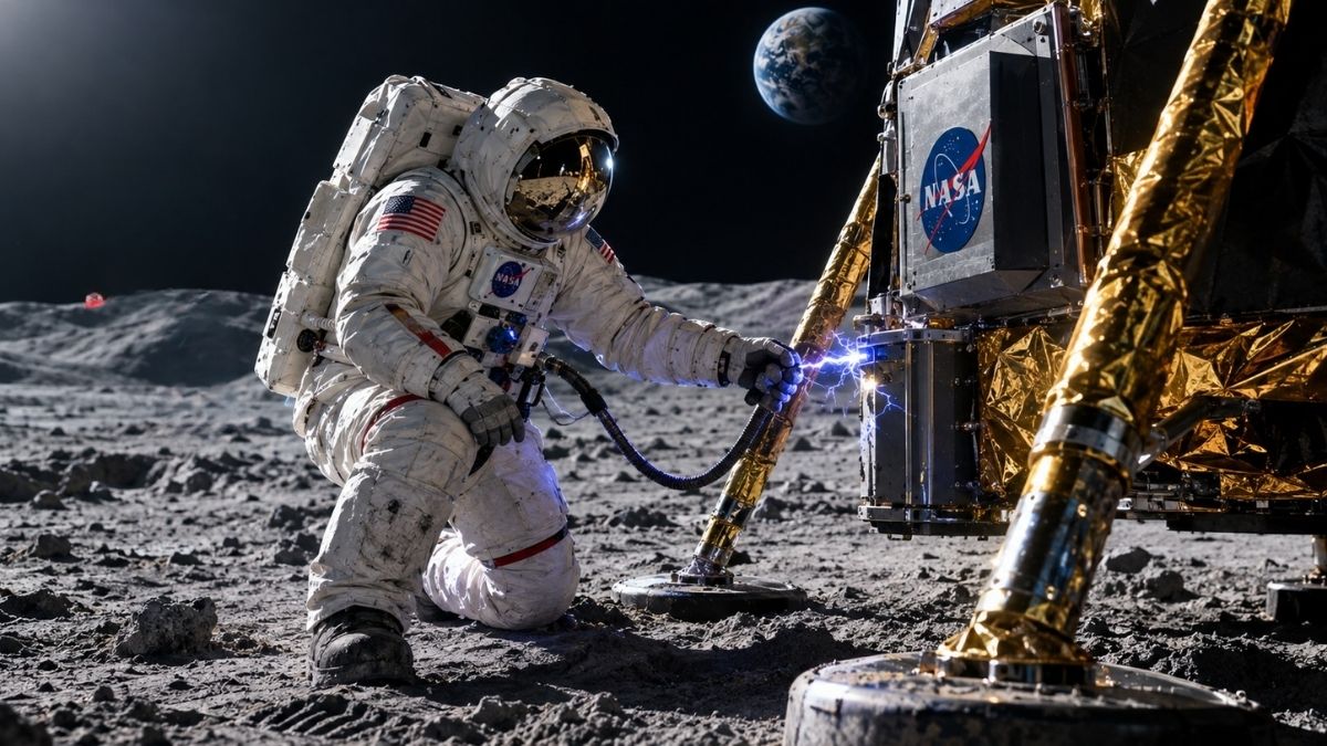 Astronauta staje na Księżycu i może zepsuć statek. „Nawet 100 000V”