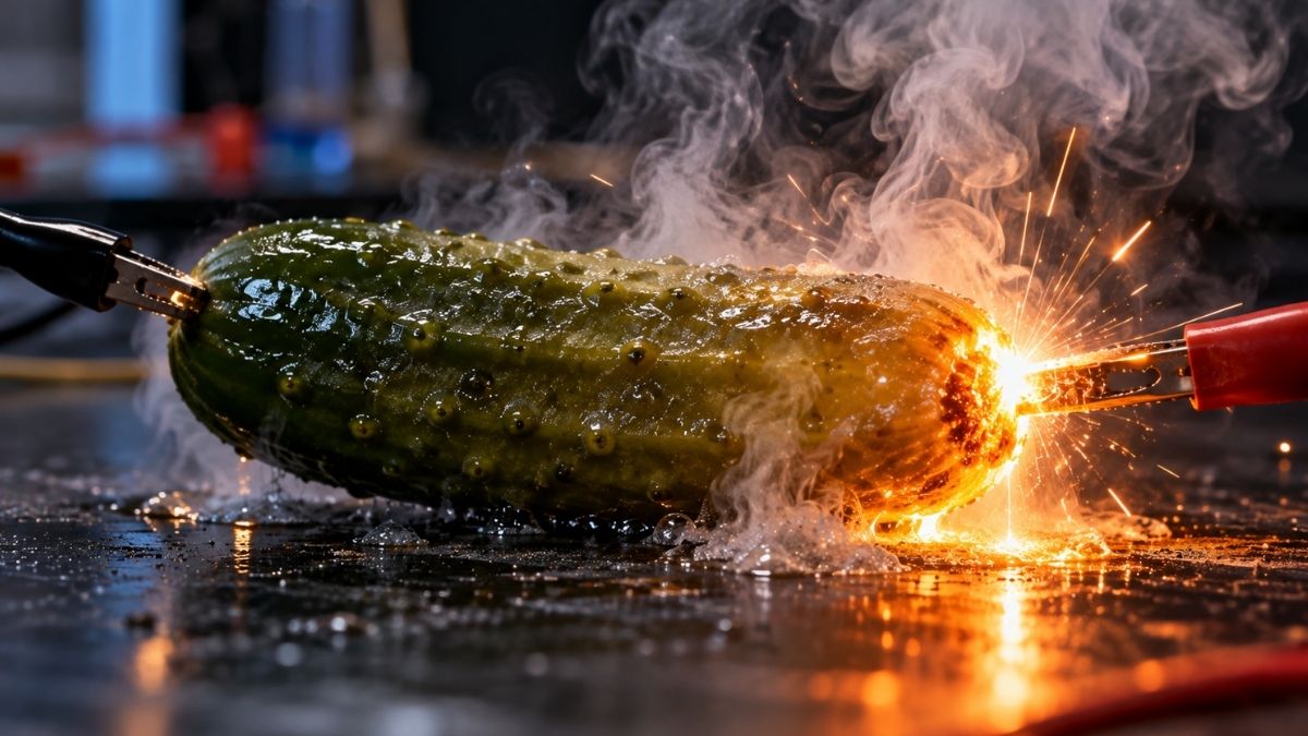 Spalił ponad 100 ogórków. Chciał wiedzieć, dlaczego świecą pod prądem